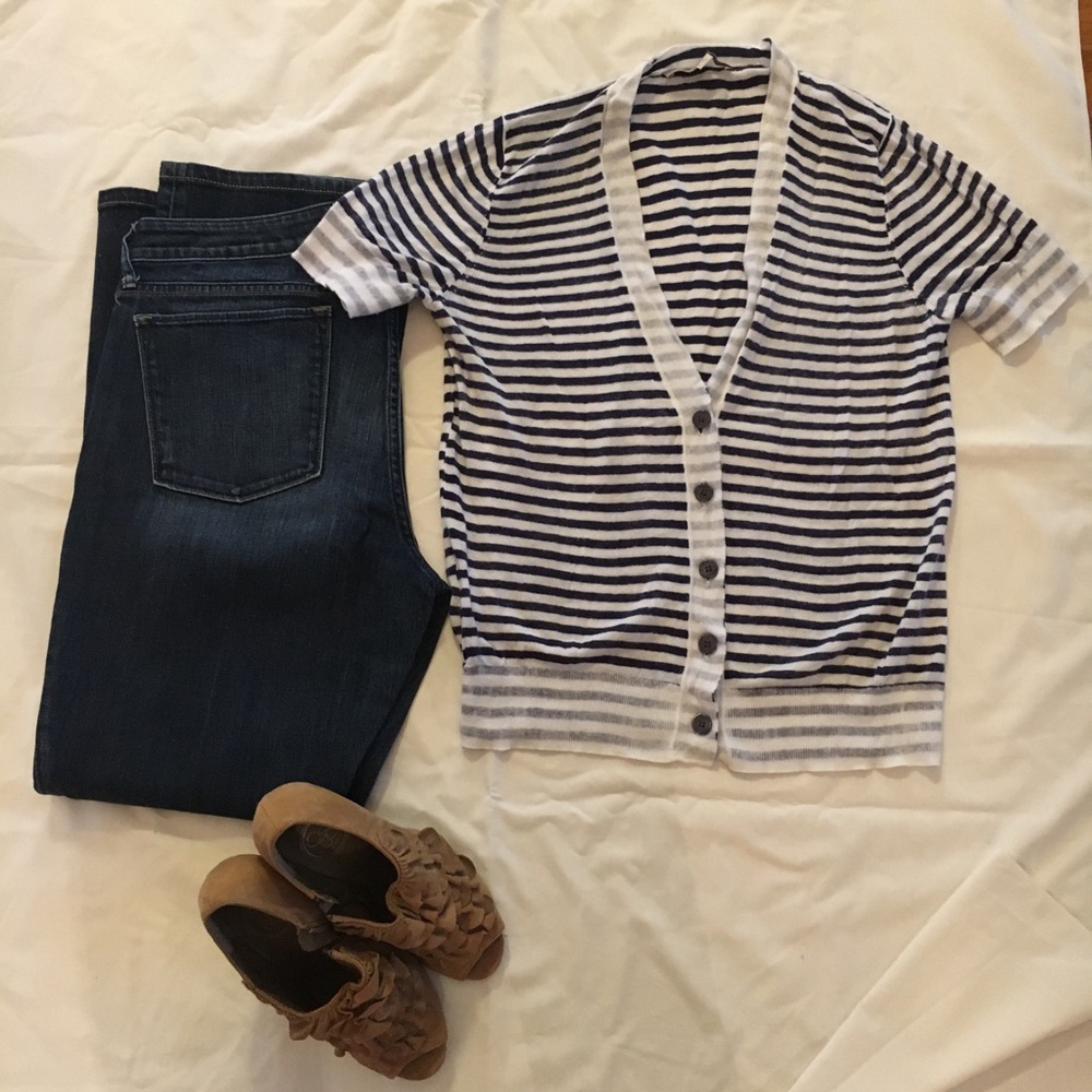 LOFT sunwashed stripe cardigan